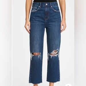 Pistola Super High Rise Straight Crop Distressed Jeans Size 28